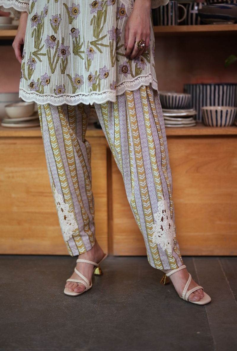 Ivory Handblock Print Raisa Tulip Salwar Set