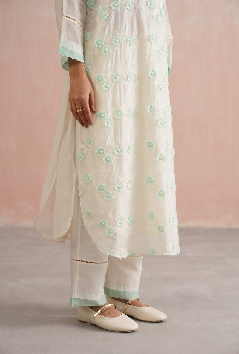 Ivory Pearl Embroidered Prisha Kurta Set