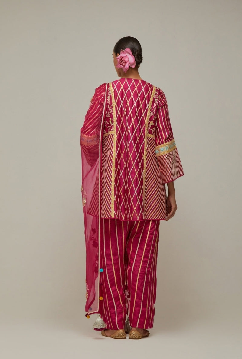Magenta Gota Jaal Work Mehreen Farshi Set