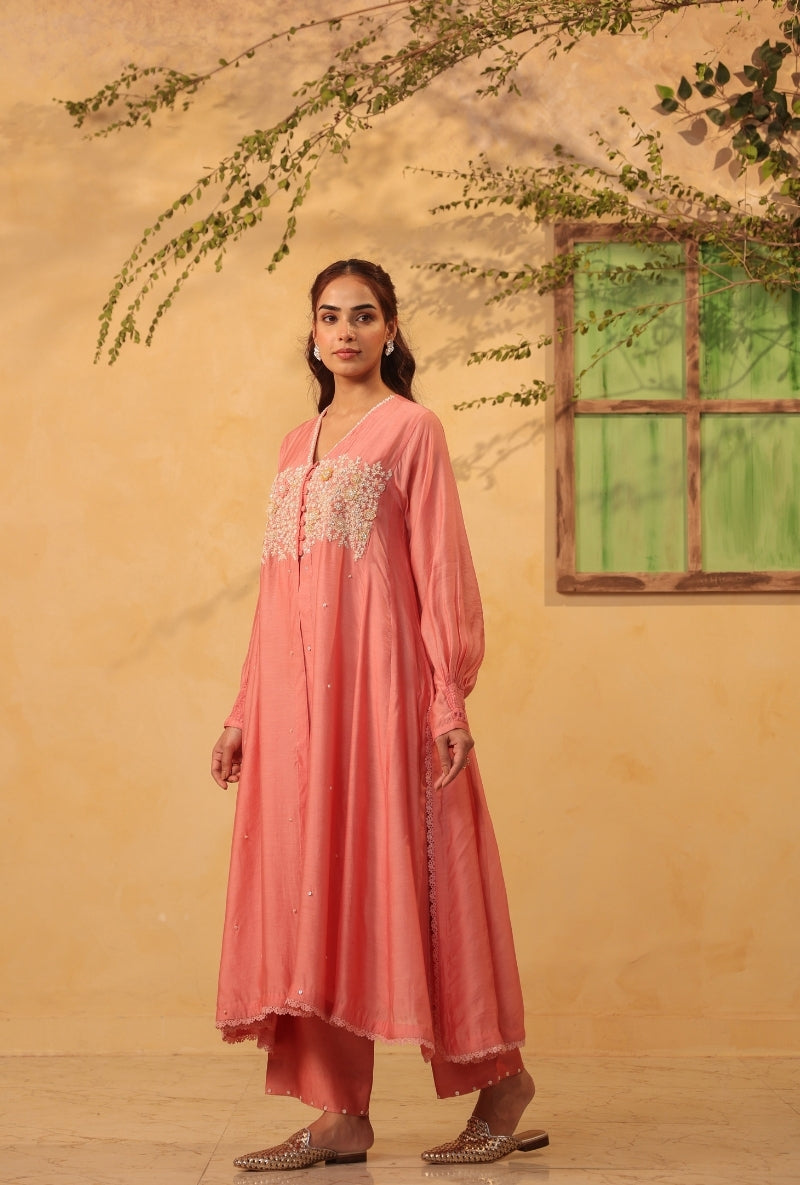 Pink Jacket Style Saaz Kurta Set