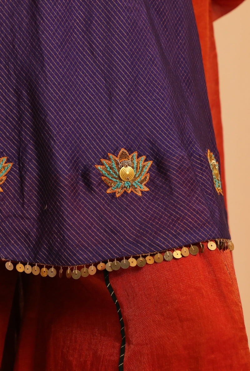 Purple Zardosi Lotus Motif Sakhi Sharara Set