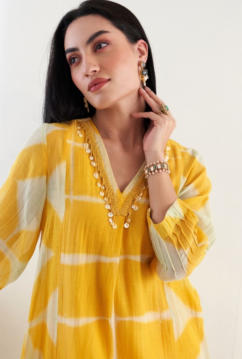 Yellow Clamp Dye Ruhi 2.0 Kurta Set