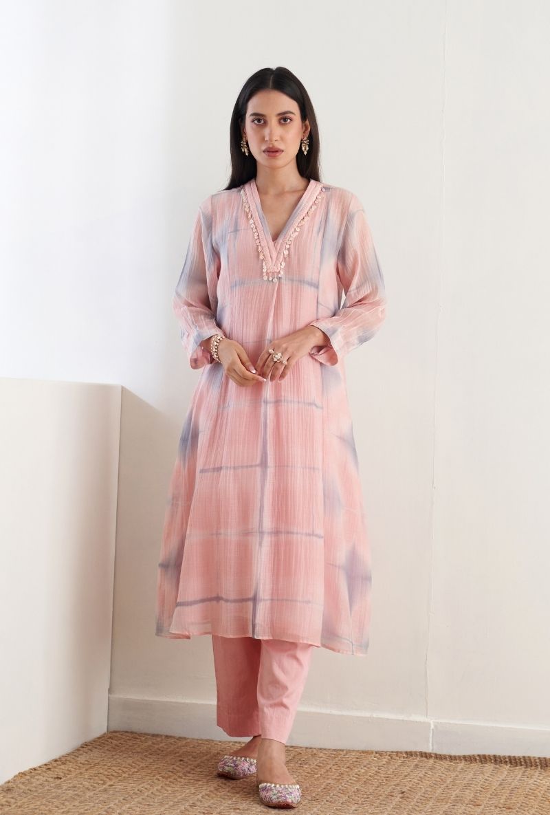 Pink Clamp Dye Ruhi 2.0 Kurta Set