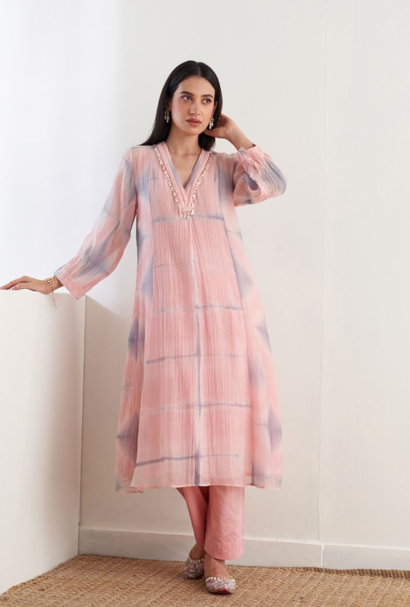Pink Clamp Dye Ruhi 2.0 Kurta Set