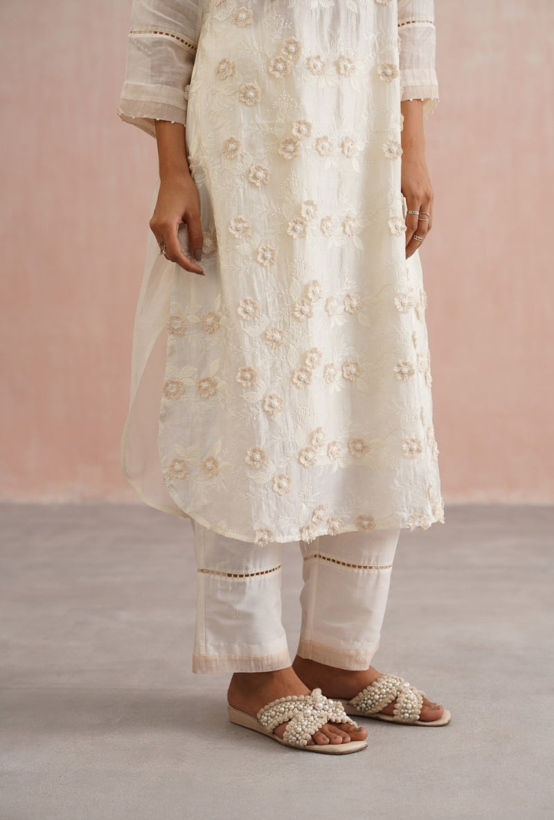 Ivory Pearl Heavy Embroidered Prisha Kurta Set