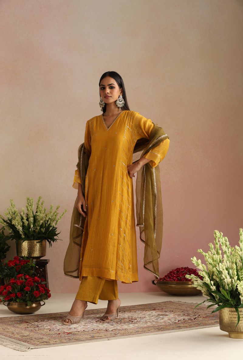 Mustard Dabka Itrh Kurta Set