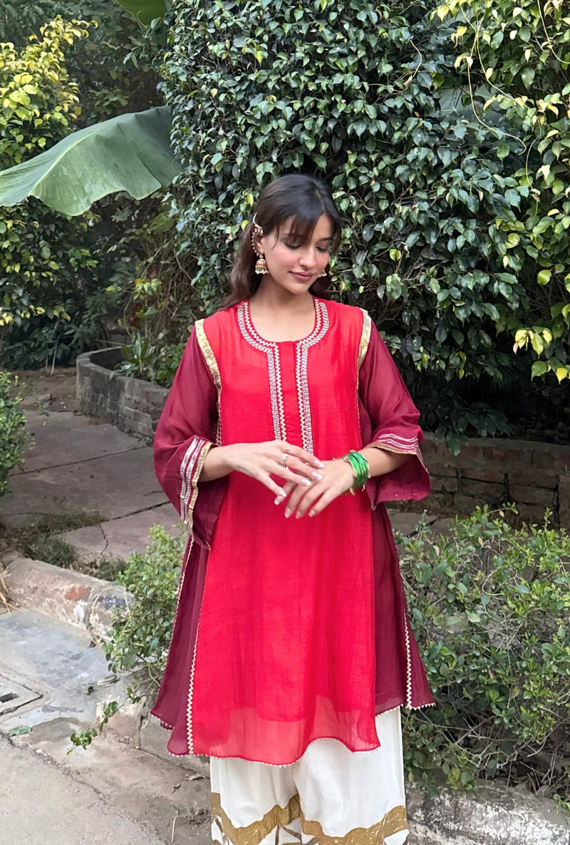 Varsha Rana in Red Choga Style Gulabo Salwar Set