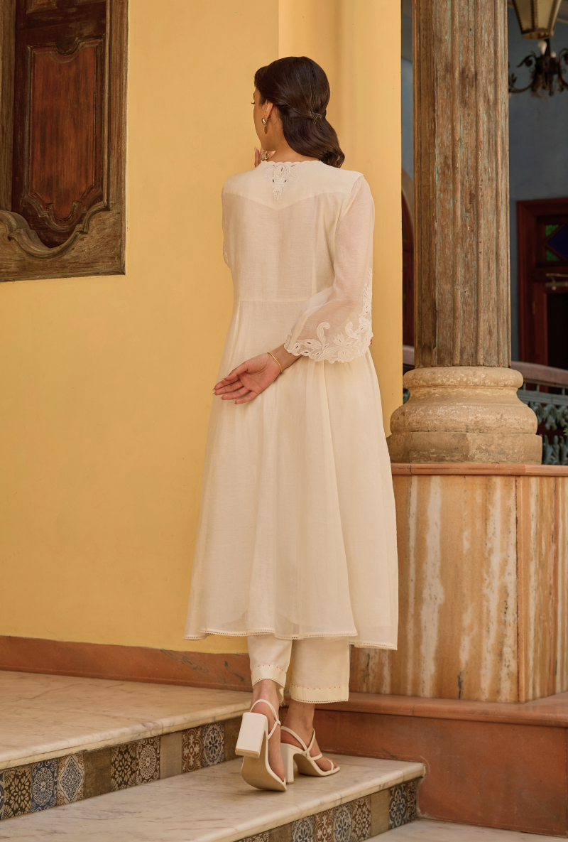 Ivory Empire Cut Applique Anaardana Anarkali Set