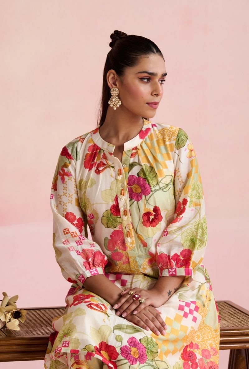 Multi Color Printed A Line Amara Kurta Set