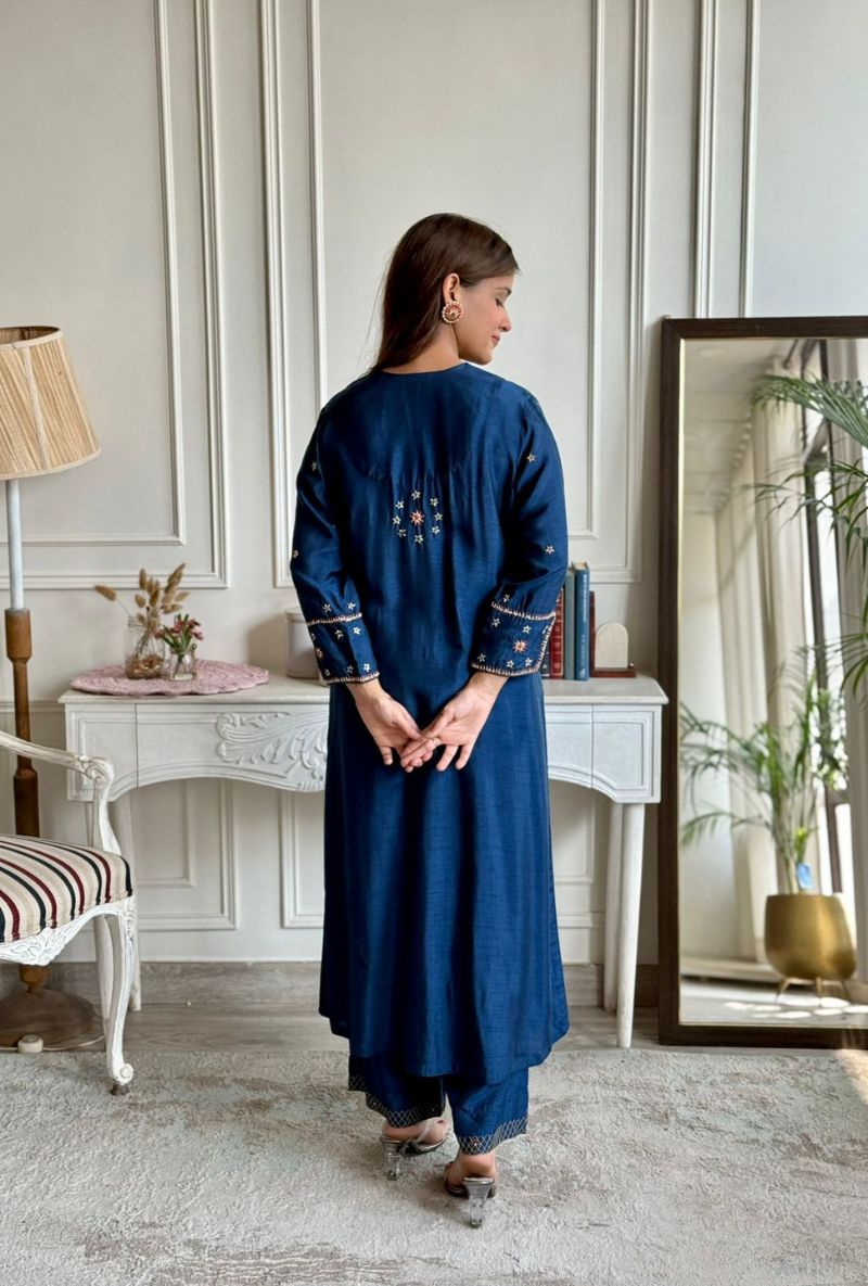 Varsha Rana in Blue Bandhgala Husna Kurta Set