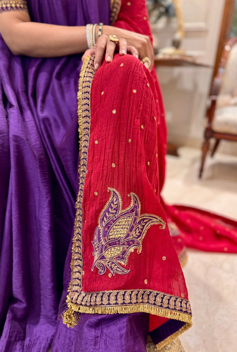 Meghna Nayyar in Purple Zari Motif Anarkali Set