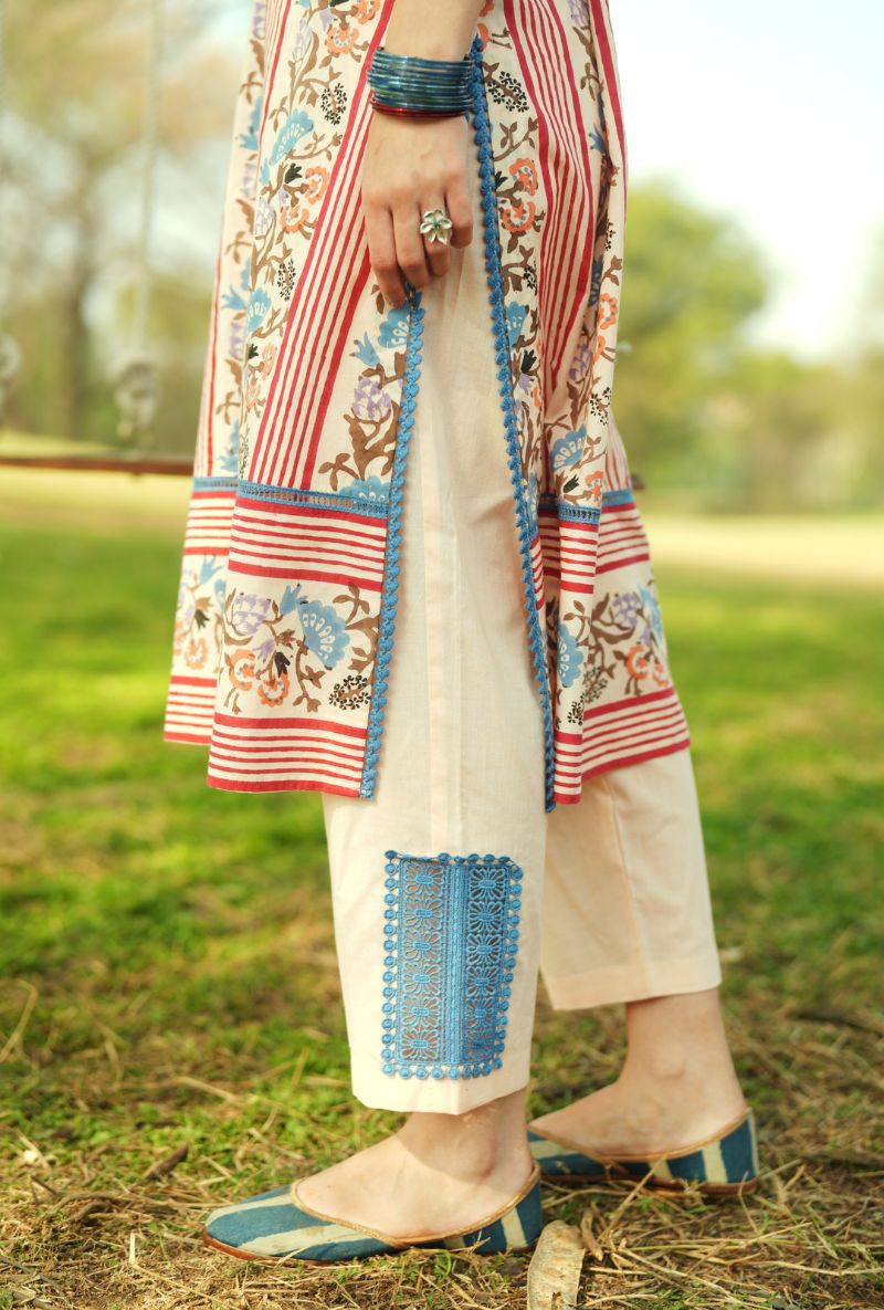 Pink Button Down Straight Gulmohar Kurta  Set