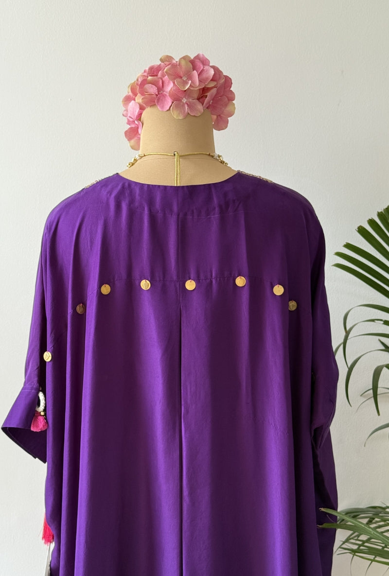 Purple Dori Yoke Kaftan Kurta Set
