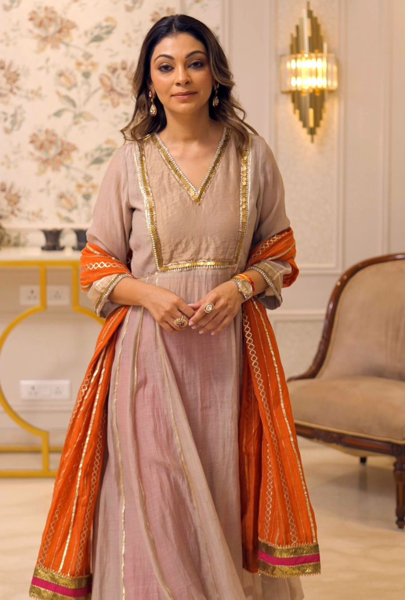 Meghna Nayyar in Tri Colour Anarkali Set