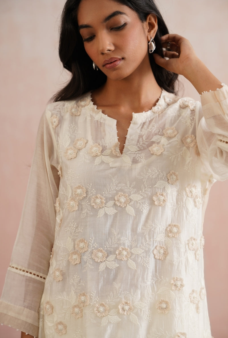 Ivory Pearl Heavy Embroidered Prisha Kurta Set
