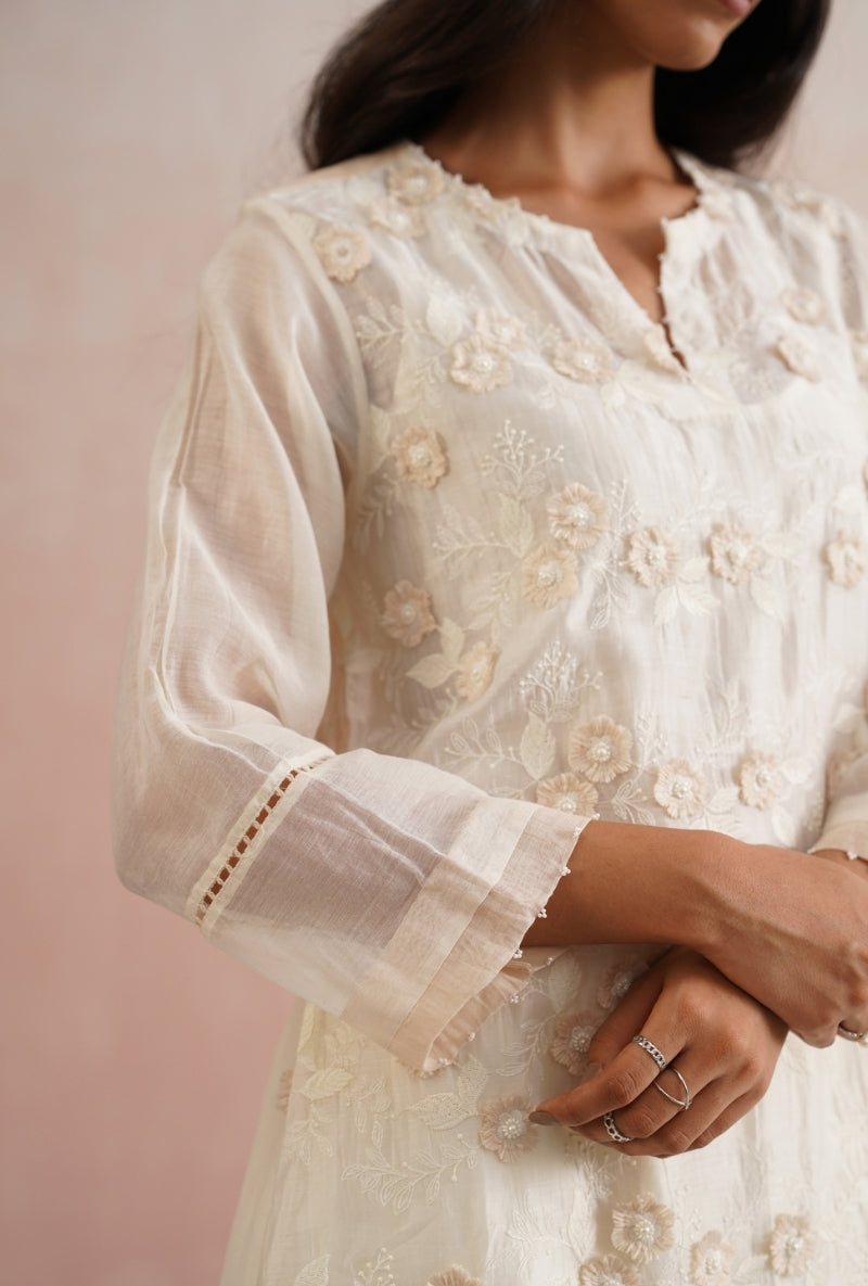 Ivory Pearl Heavy Embroidered Prisha Kurta Set