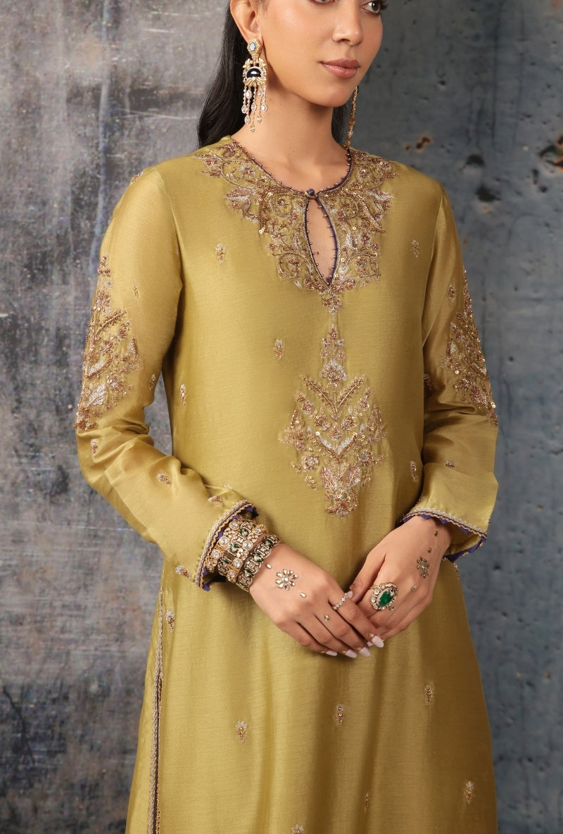 Olive Green Straight Long Nihira Kurta Set