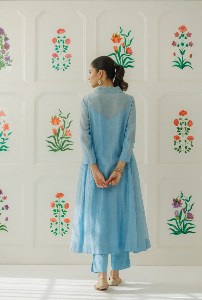 Light Blue Pitta Handwork Baani Kurta Set