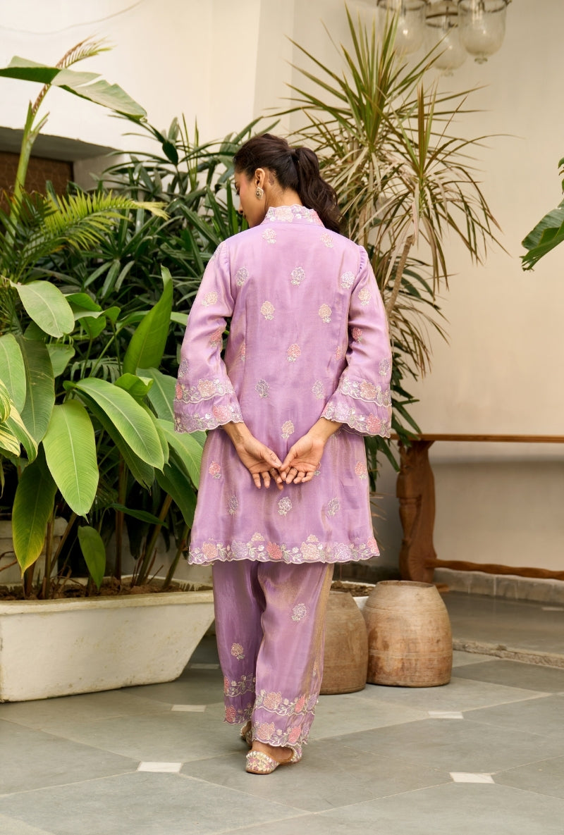 Lilac Embroidered Nadira Farshi Salwar Set
