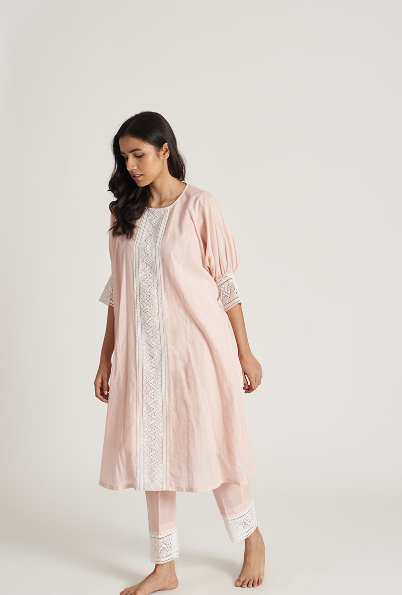 Pale Pink Kaaftan Zen Laila Kurta Set