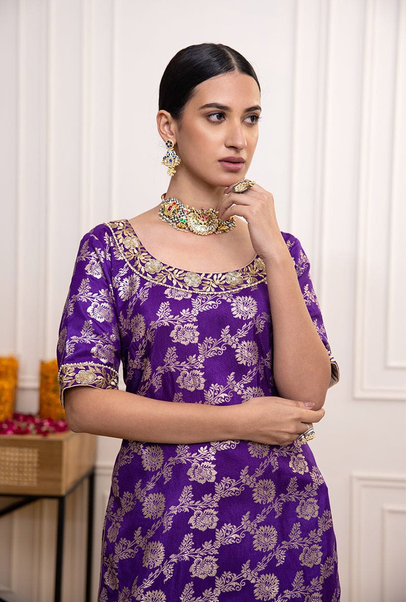 Meher Taluja In Purple Banarsi Hoor Gharara Set