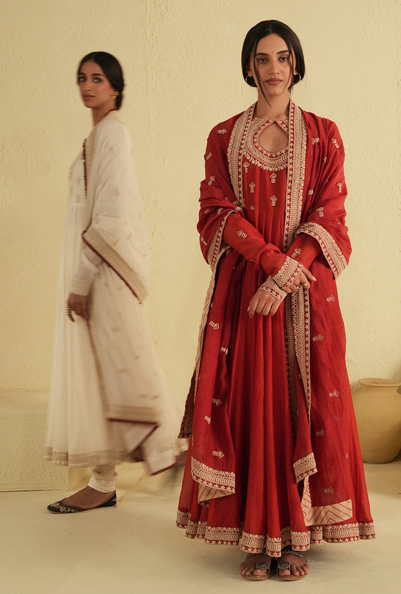 Red Kalidar Noorie Kurta Set