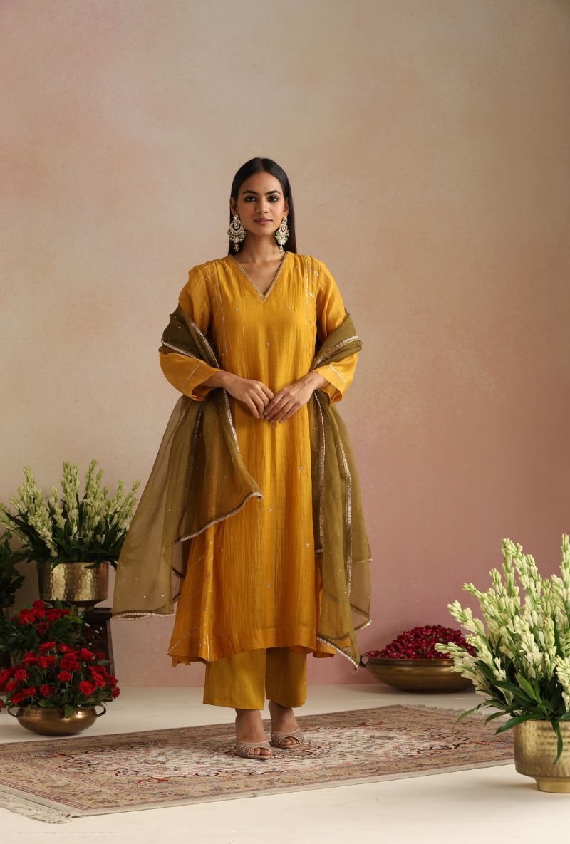 Mustard Dabka Itrh Kurta Set