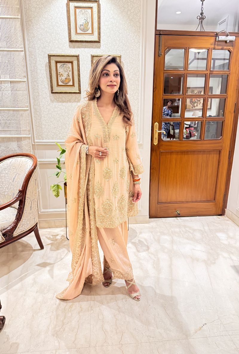 Meghna Nayyar in Light Punk Bell Sleeve Nadira Farshi Salwar Set