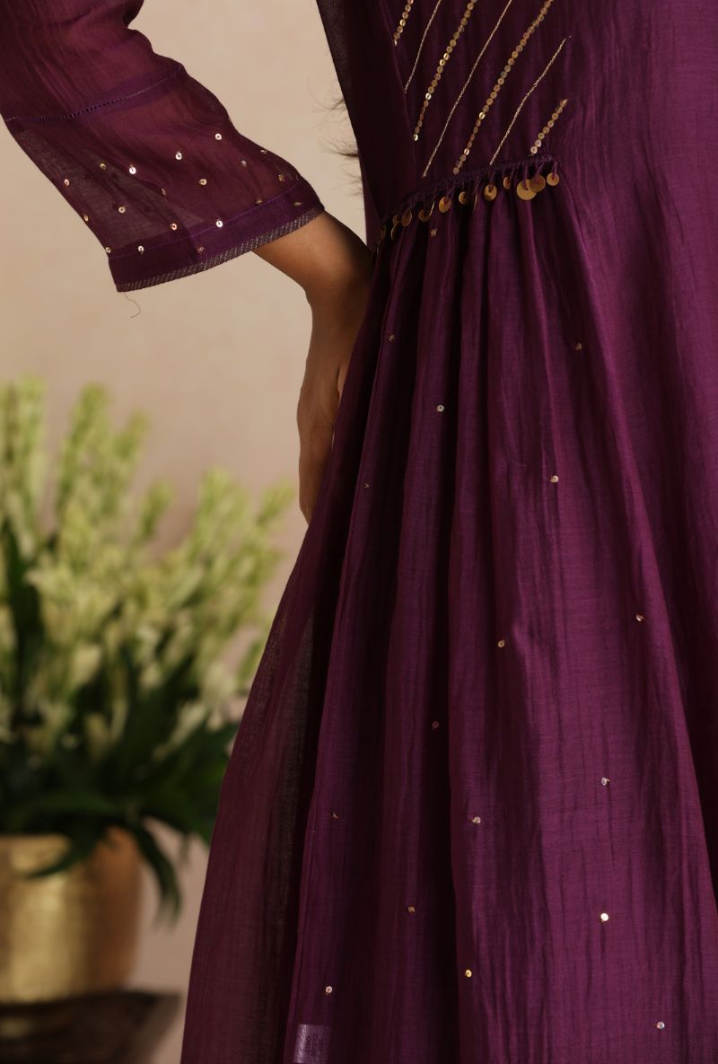 Purple Side Kali Itrh Kurta Set