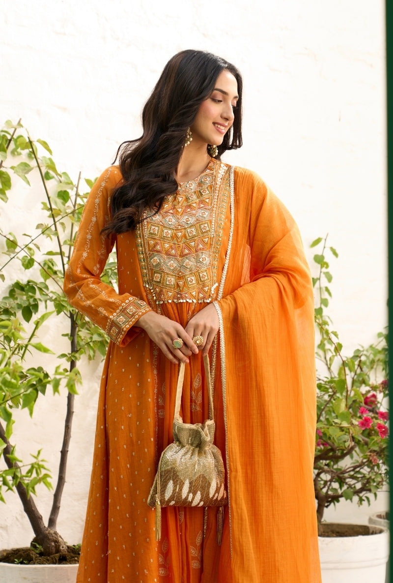Mustard Multi Panel Sabah Anarkali Set