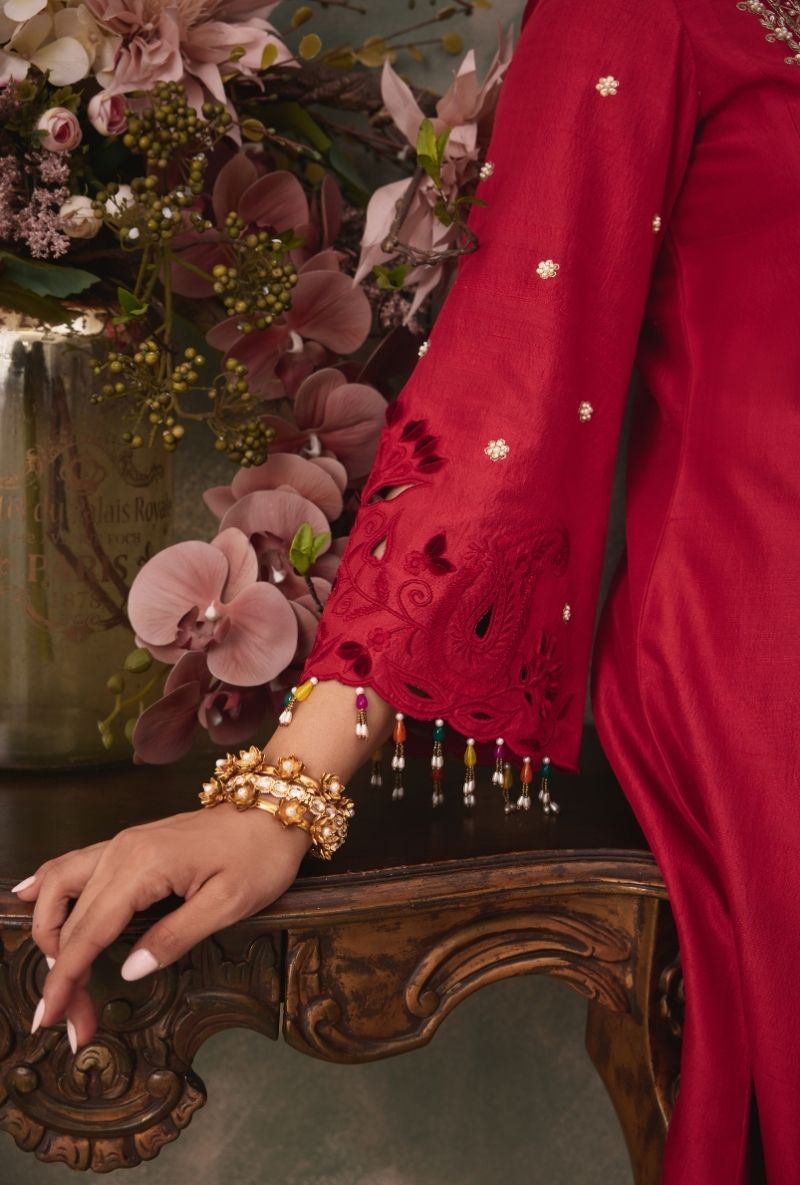 Red Heavy Embroidered Yoke Jalsa Salwar Set