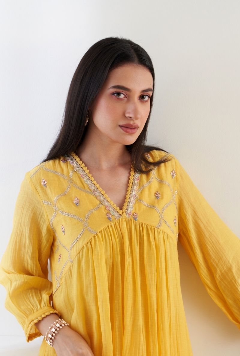Yellow Empire Line Ruhi 2.0 Kurta Set
