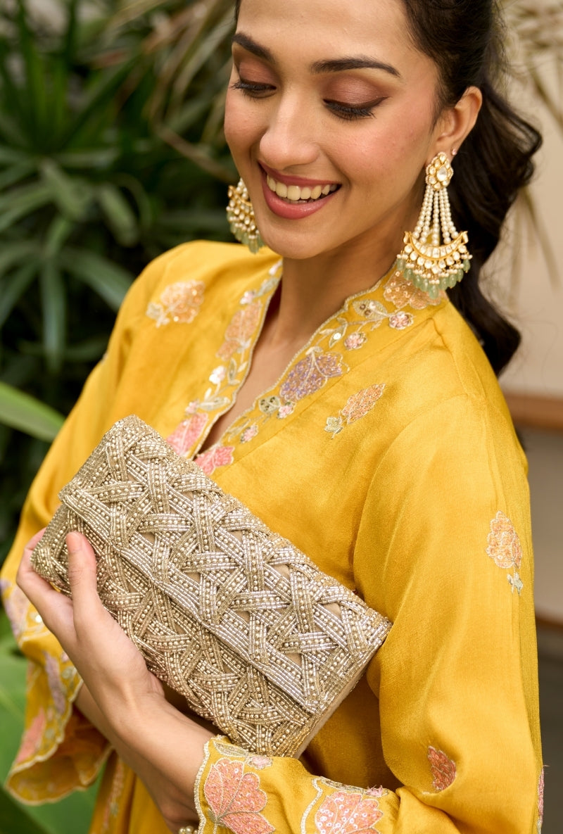 Mustard Embroidered Nadira Farshi Salwar Set