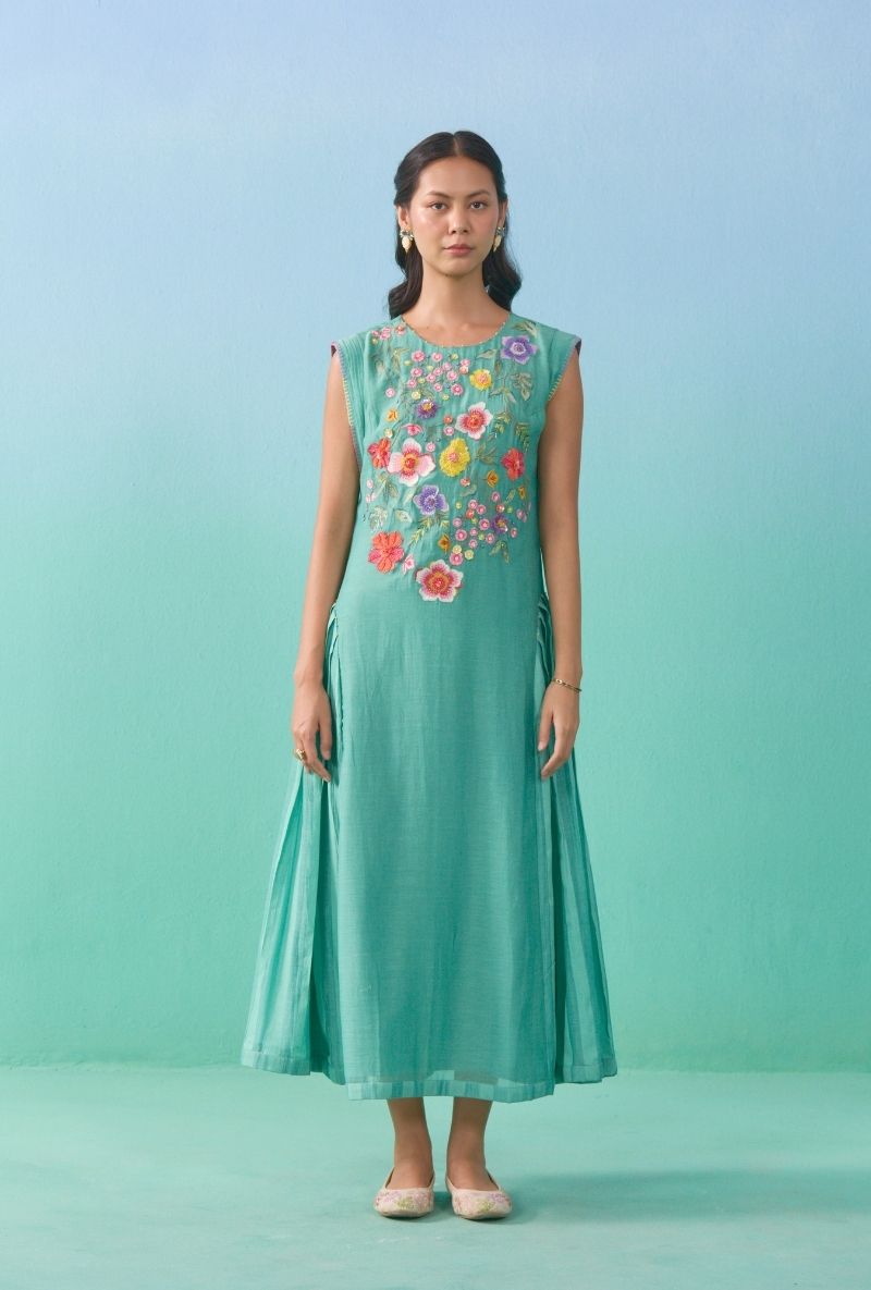 embroidered yoke shift dress Embroidery Yoke Dress