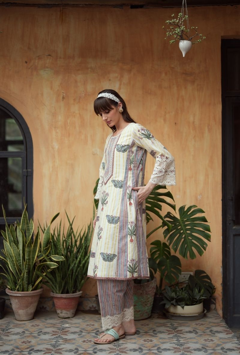 Ivory Butterfly Motif A-Line Raisa Salwar Set