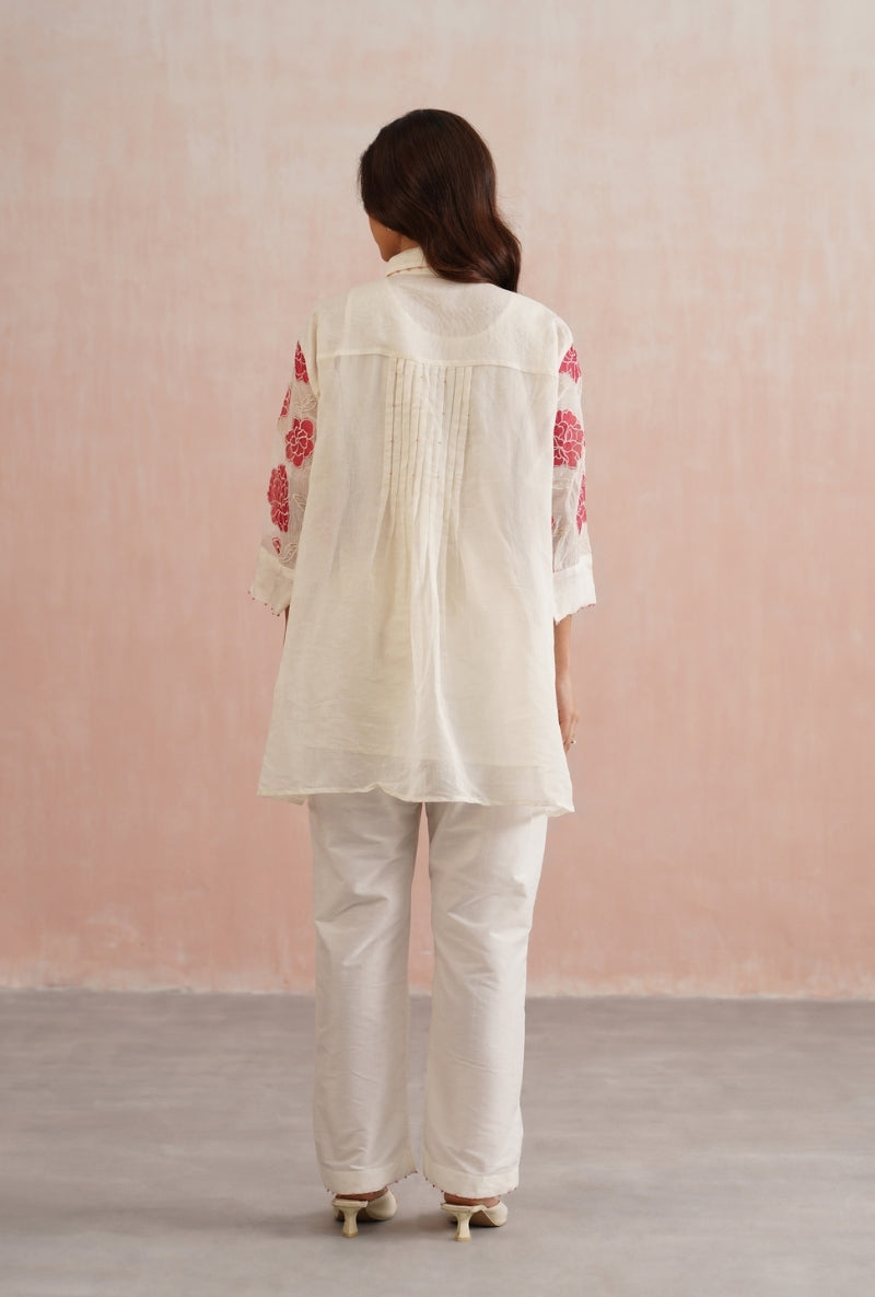Ivory Applique and Pearl Embroidered Oversized Prisha Co-ord Set