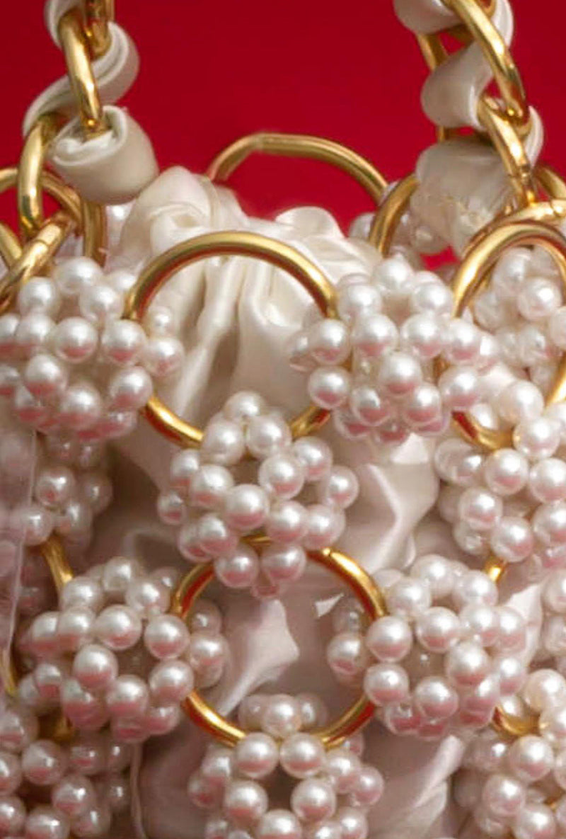 Leila Pearl Gold Ring Bucket Bag