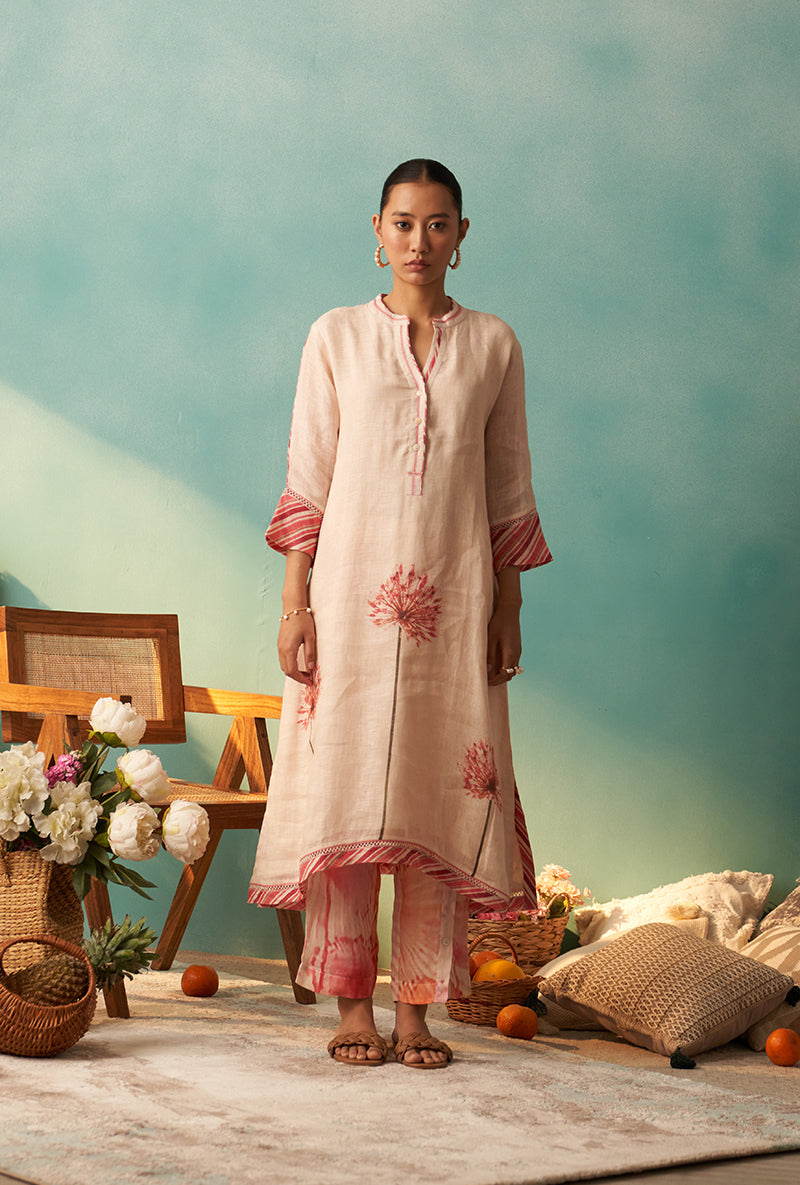 Pink Printed Long Noah Kurta Set