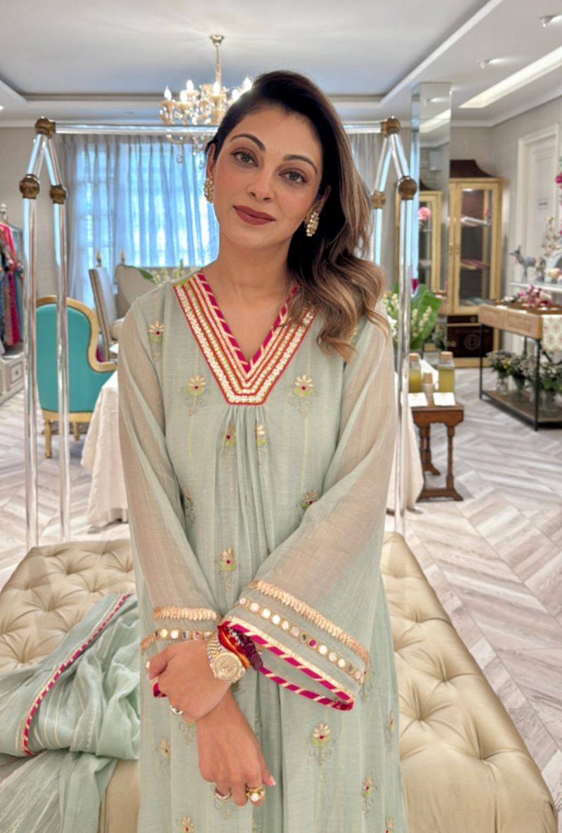 Meghna Nayyar in Aqua Gota & Resham Buti Morbagh Kurta Set