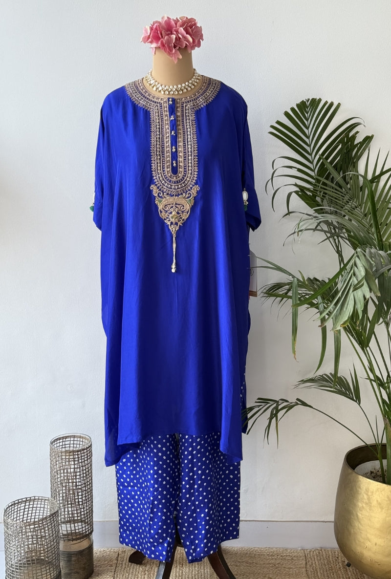 Blue Dori Yoke Kaftan Kurta Set