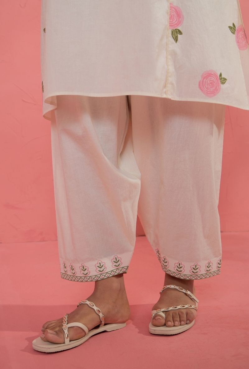 Off White Rose Motifs Bulbul Farshi Set