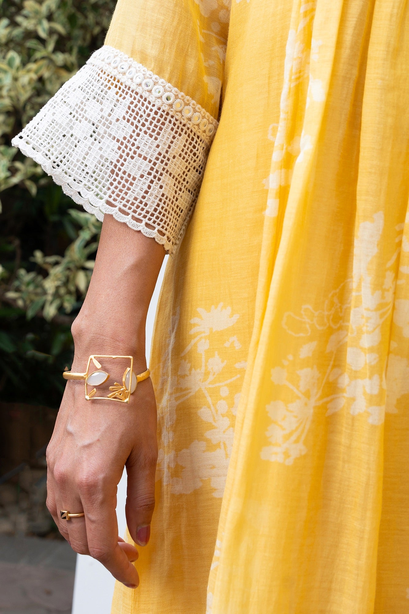 Yellow Gathered Chanderi  Kiki Kurta Set