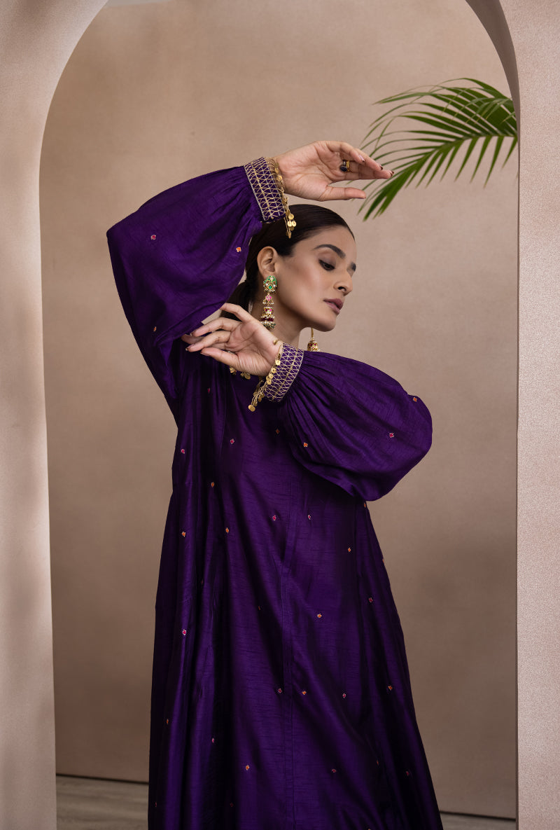 Purple Pankh Collar Adhira Kurta Set