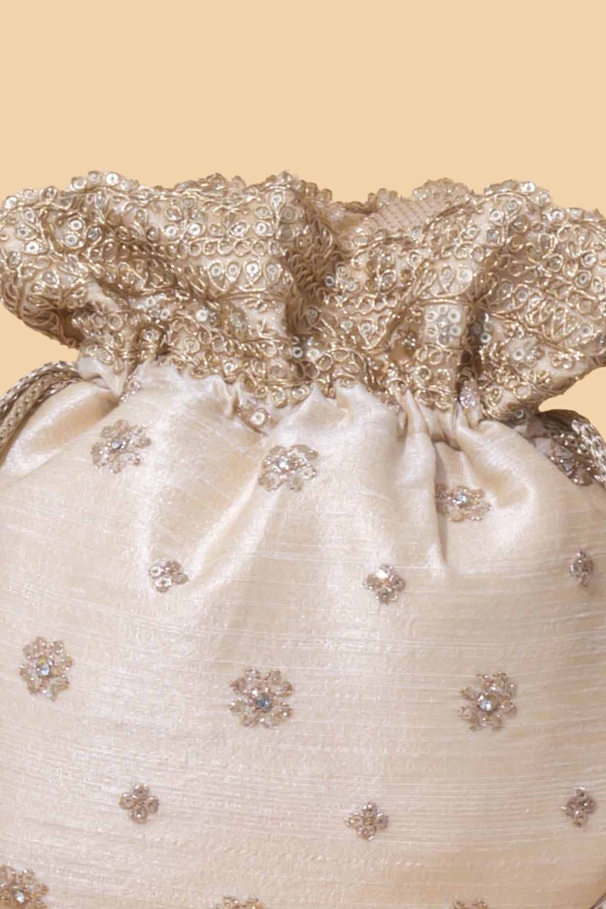 Beige Azai Embroidered Potli