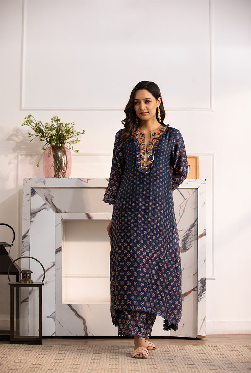 Blue Classic Cascade Navya Kurta Set