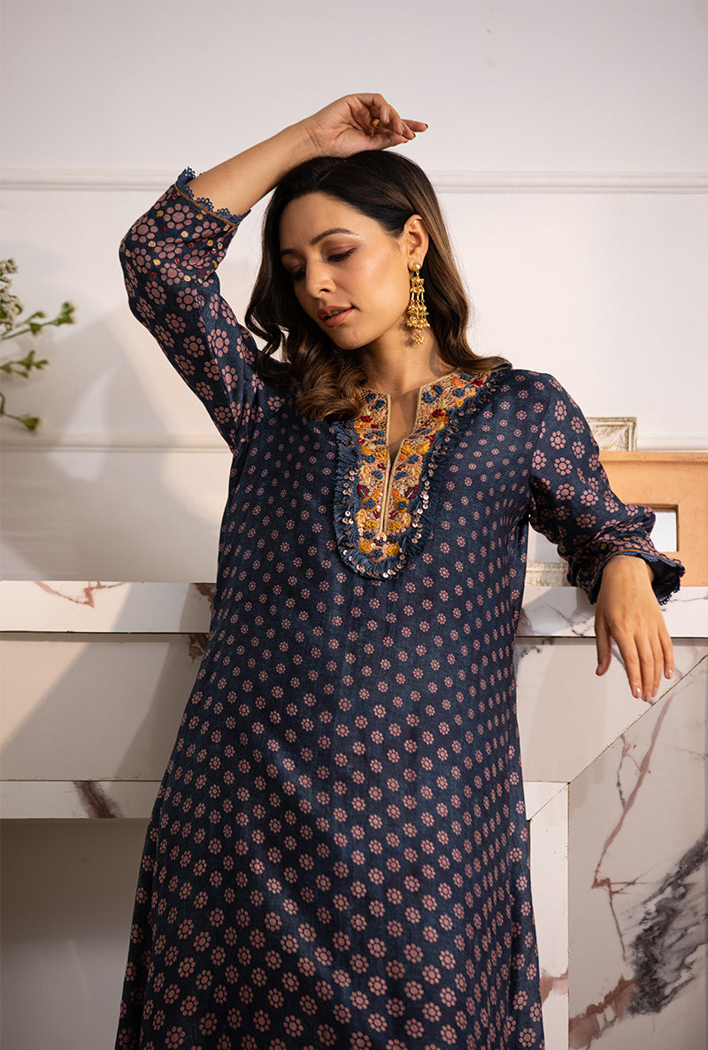 Blue Classic Cascade Navya Kurta Set