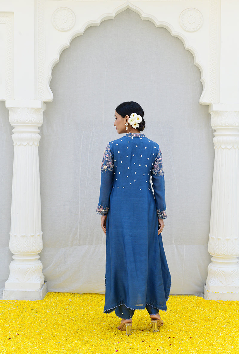 Blue Frockstyle Izra Kurta Set