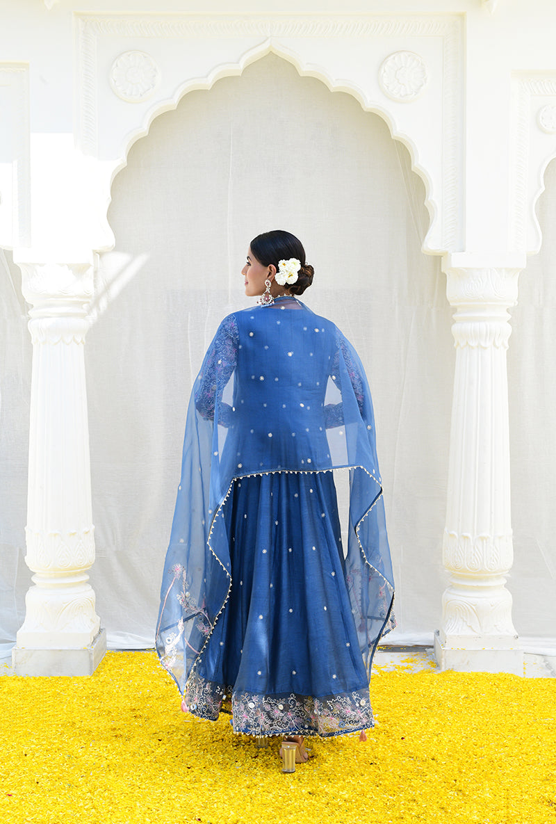 Blue Izra Anarkali Set