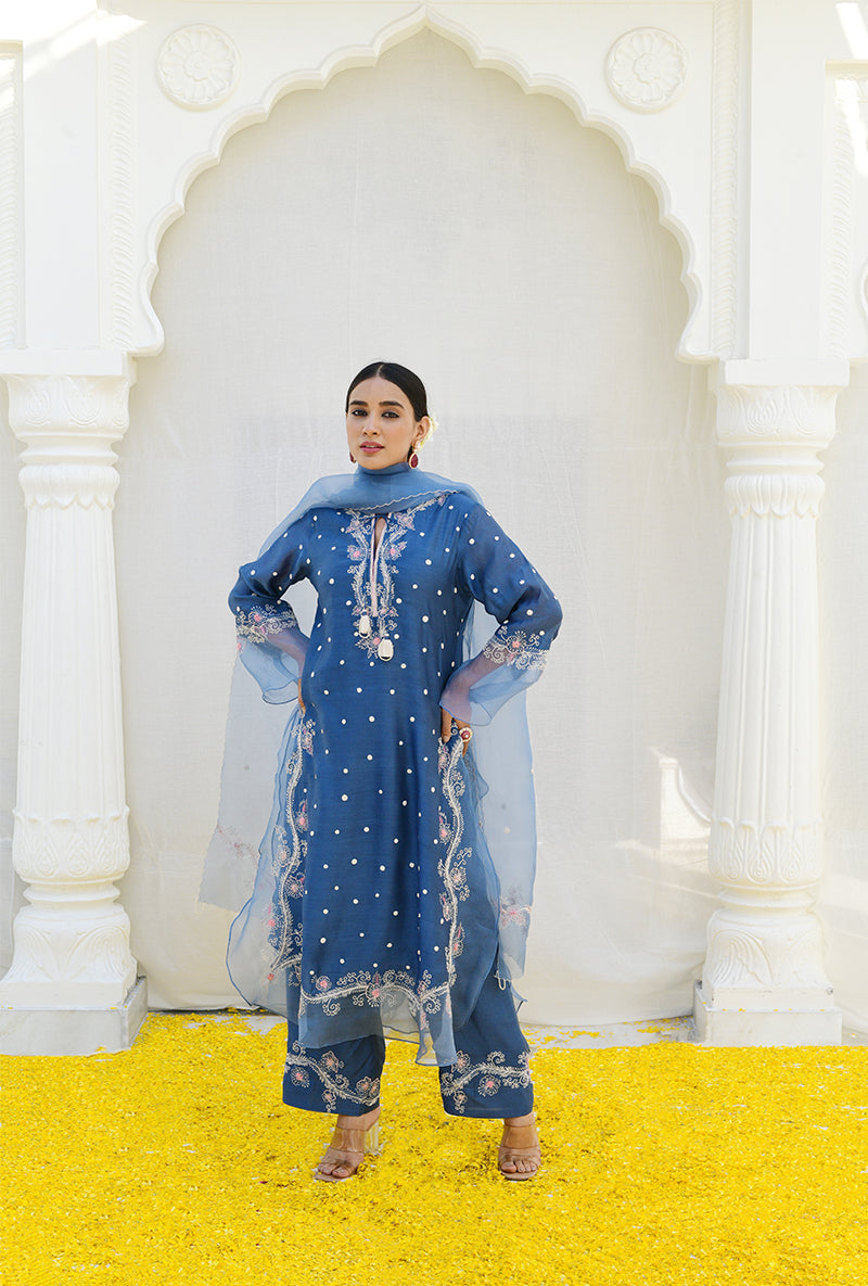 Blue Long Izra Kurta Set