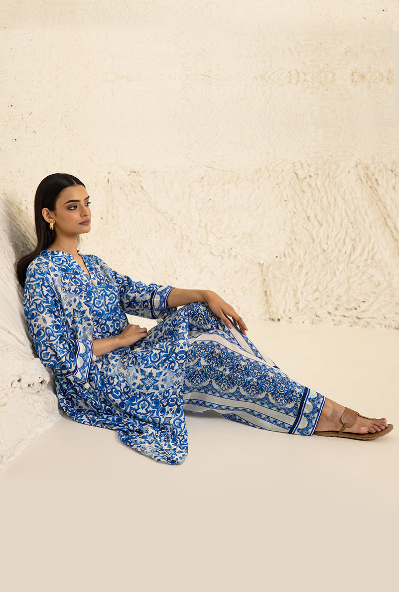 Blue Printed High Low Camila Co-ord Set